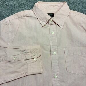 Gap Dress Shirt Mens Lived In Wash Oxford Red Stripe Button Down Long Sleeve